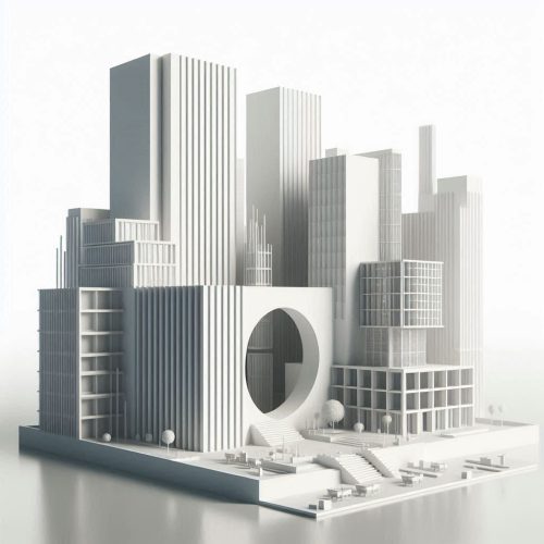minimalistic image for 3D printing in architecture and construction with a white background and monochromatic colors minimalistic image for 3D printing in architecture and construction with a white background and monochromatic colors